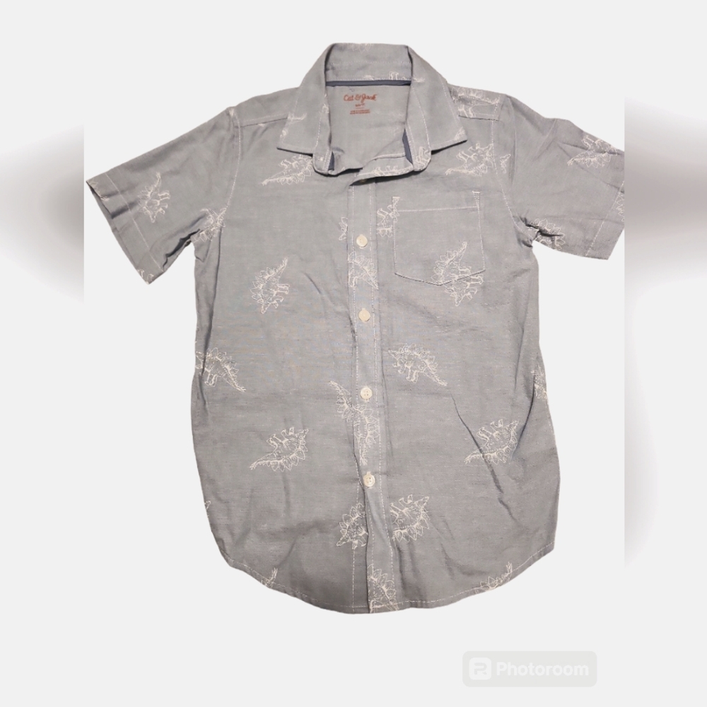 Boys Cat & Jack Dinosaur Summer Dress Shirt 6/7